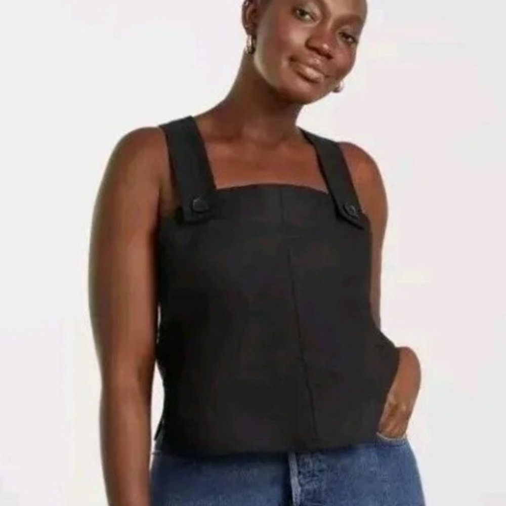 Everlane Black Linen Tank Top 8